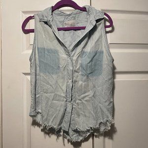 Rails Jean-style Fabric Sleeveless Button Down Tank Top - Size Medium